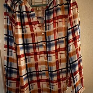 Alfred Dunner Plaid Button-Up Blouse